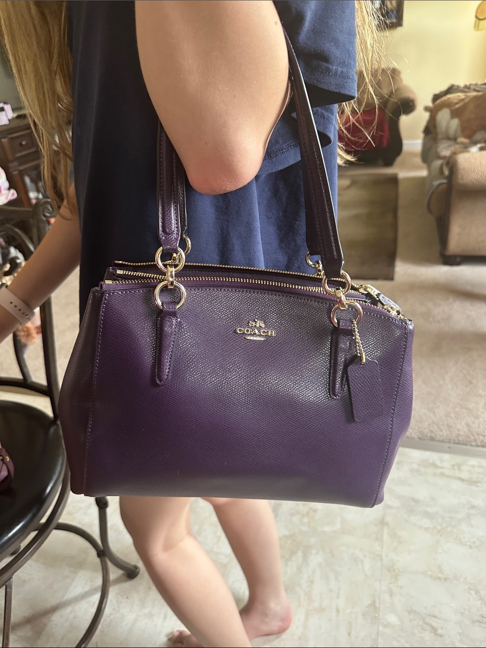 Coach Christie Purple Satchel with Gold Hardware F36637 - Picture 14 of 14